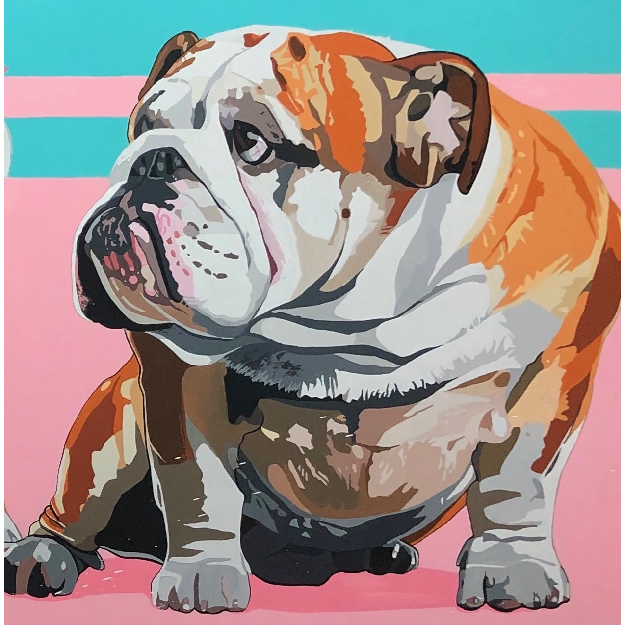 François POULAT, Family dogs, Acrylique et résine sur aluminum, 120 x 120 cm