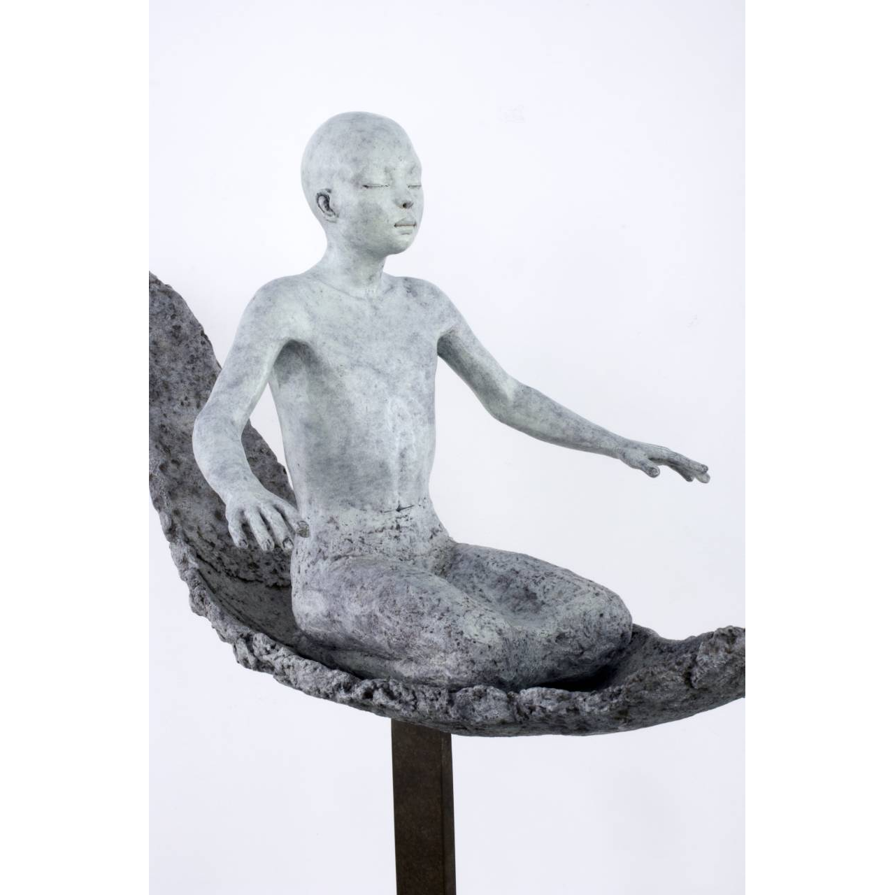 Claude JUSTAMON, La traversée, Bronze (8+4 E.A.), 29 x 29 x 17 Cm (+ 30 cm socle tige bronze)