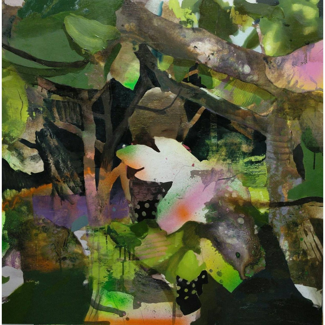 Jose Luis CENA, Abstract Pattern II, Peinture à l'huile, 80 X 80 X 3 cm