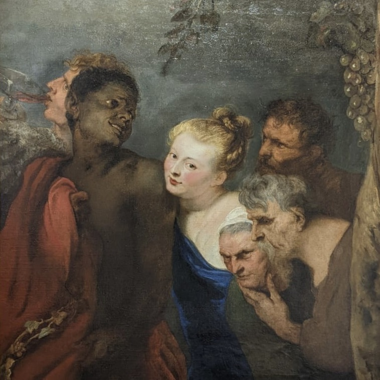 Jacob Jordeans, Sans Titre, D'après Le Silène Ivre De Rubens, Huile Sur Toile, 105 X 85 Cm
