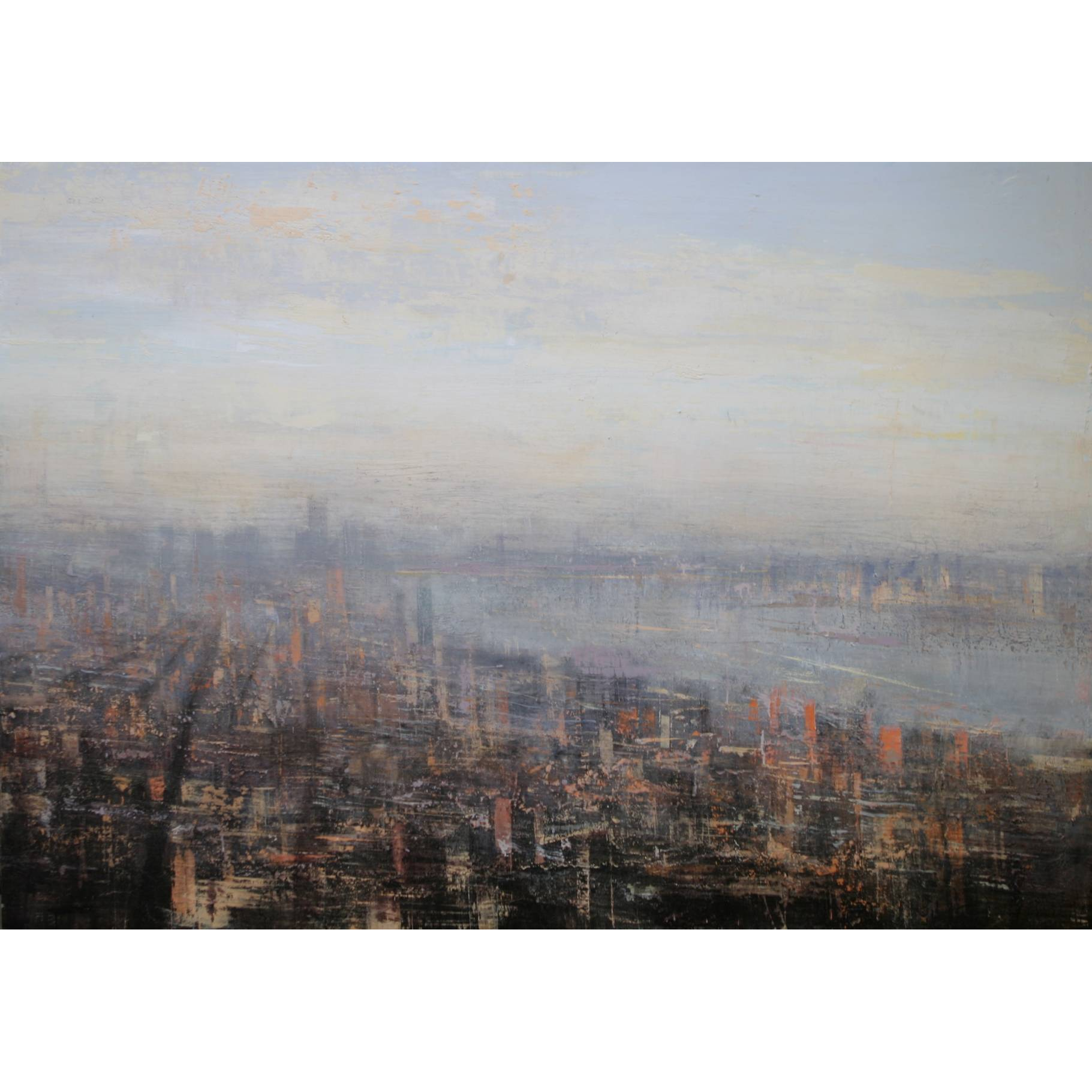 Alejandro QUINCOCES, N. York y el Río Hudson, Huile sur bois, 121 x 175 cm