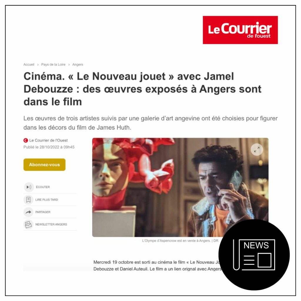 Article du Courrier de l'Ouest, "Le nouveau jouet" avec Jamel Debouzze, des oeuvres exposées à Angers sont dans le film
